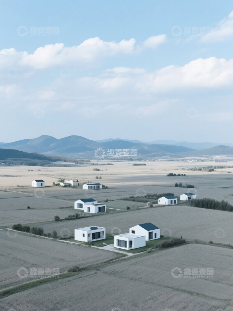 高清大图下载【趣麦麦图】乡村田园风光农田航拍图