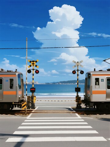 铁路道口与停靠列车