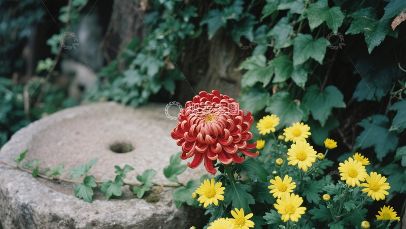 高清大图下载【趣麦麦图】角落的菊花盛开
