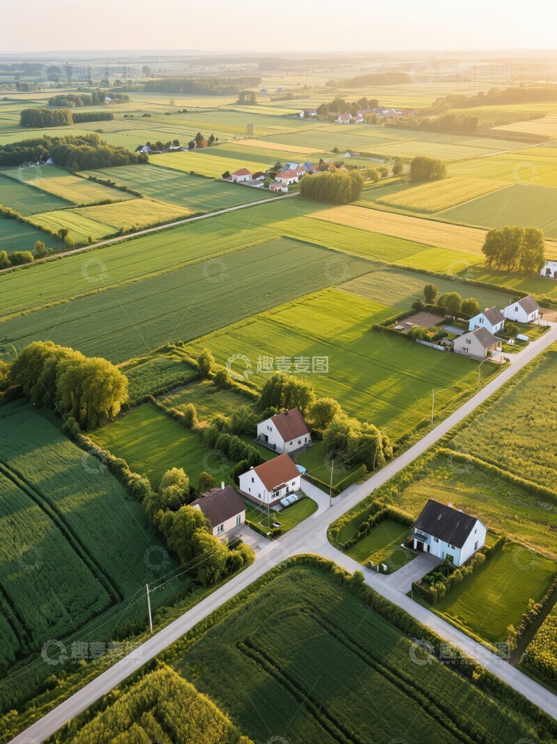 高清大图下载【趣麦麦图】乡村田园风光航拍图