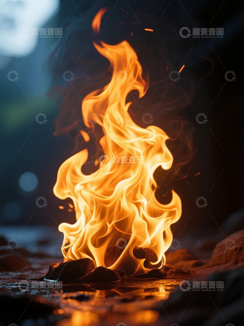 高清大图下载【趣麦麦图】燃烧的篝火火焰特写