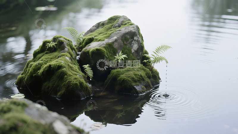 高清大图下载【趣麦麦图】湖边石头特写图片