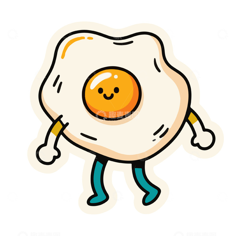 源文件下载【趣麦麦图】煎蛋卡通拟人可爱