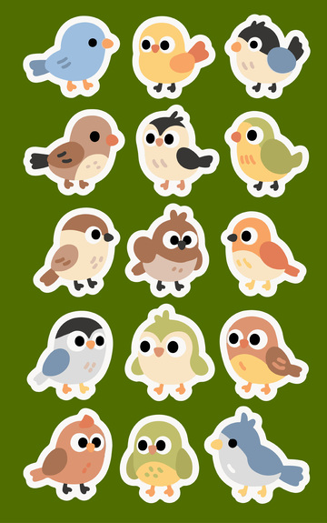 各种小鸟简笔画贴纸