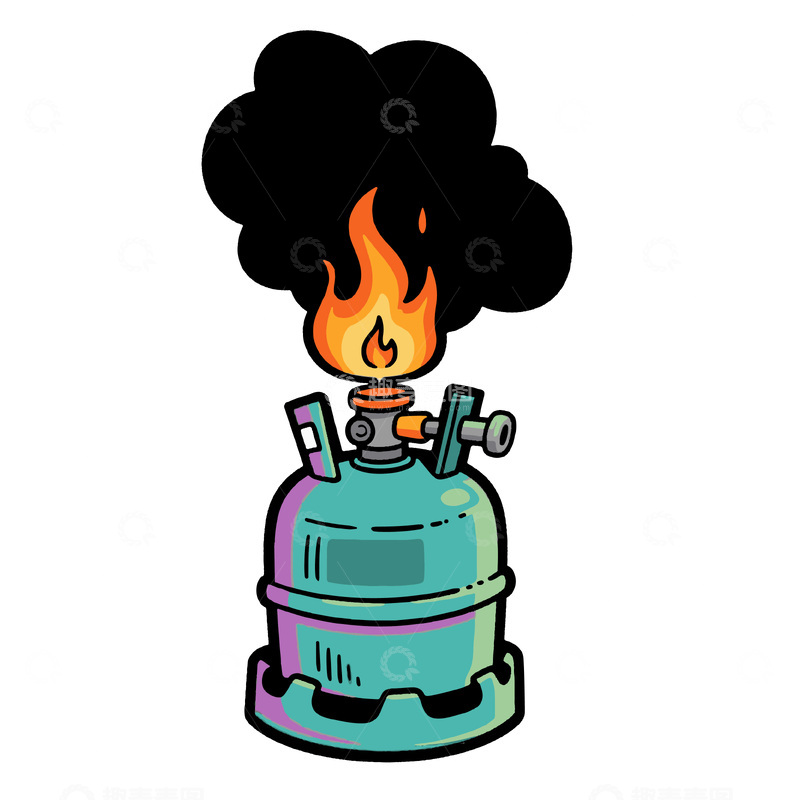 源文件下载【趣麦麦图】起火的煤气罐