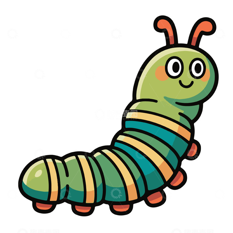 源文件下载【趣麦麦图】毛毛虫昆虫简笔画