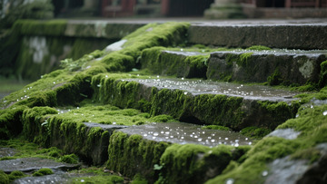 雨后绿藻阶梯
