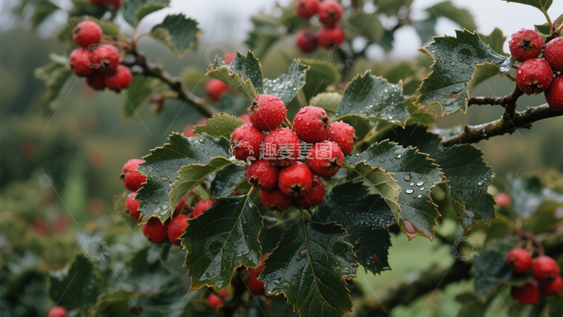 高清大图下载【趣麦麦图】山楂挂满枝头特写
