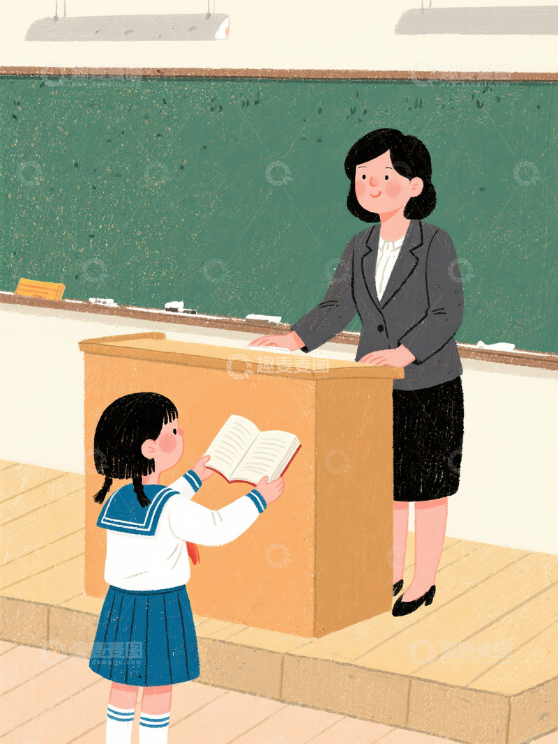 源文件下载【趣麦麦图】教师与学生插画1