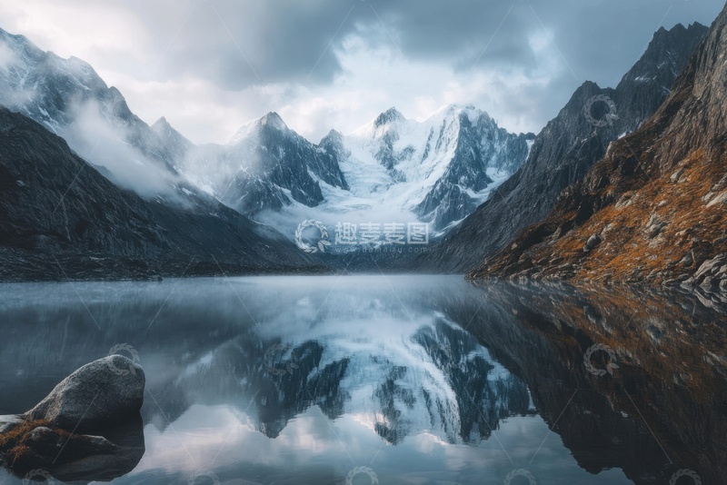 高清大图下载【趣麦麦图】高山湖泊倒影自然美景