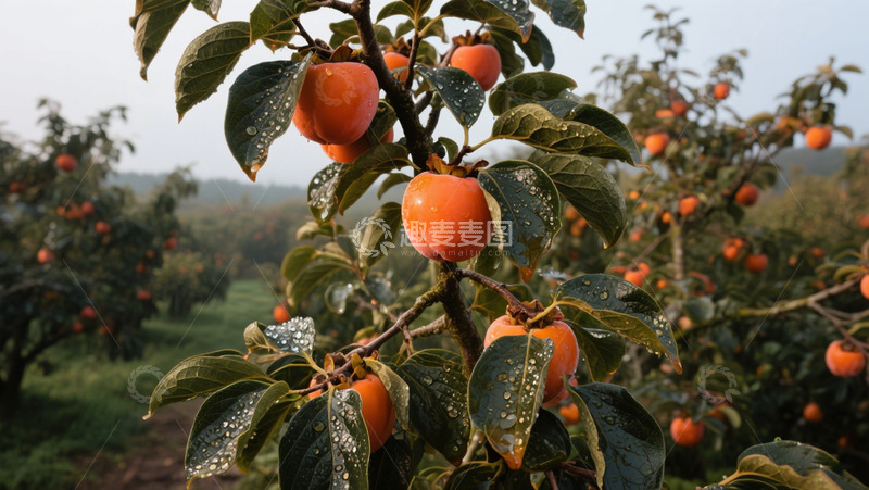 高清大图下载【趣麦麦图】柿子挂满枝头