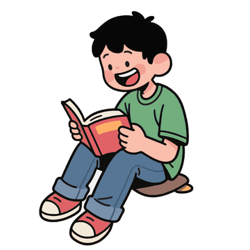 在看书的小男孩