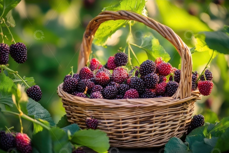 高清大图下载【趣麦麦图】一篮子新鲜的桑葚