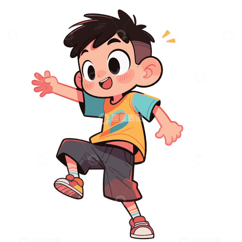 源文件下载【趣麦麦图】跳街舞的男孩