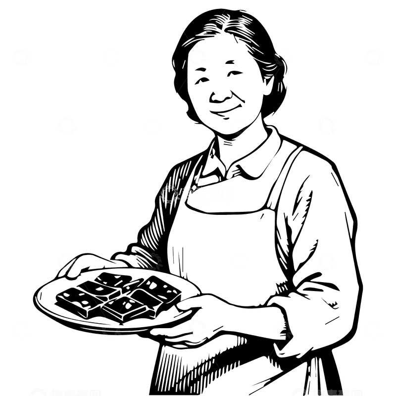 源文件下载【趣麦麦图】黑白线稿劳动的妇女