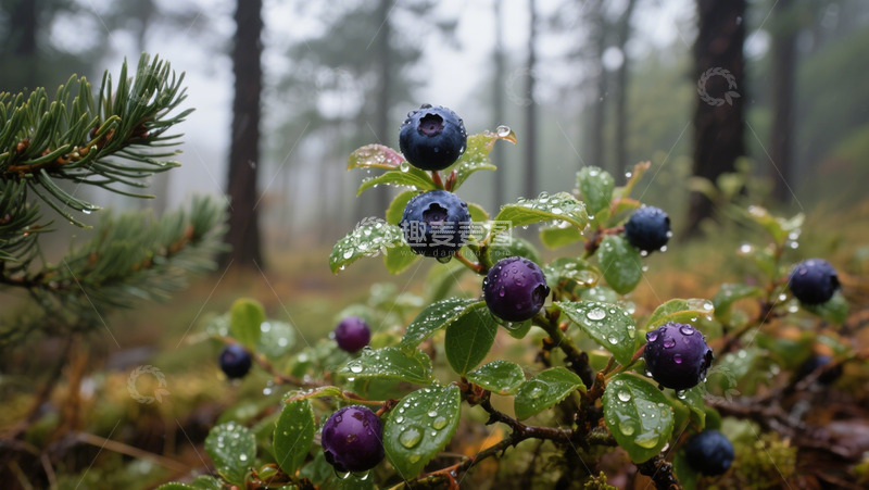 高清大图下载【趣麦麦图】林中的蓝莓果实