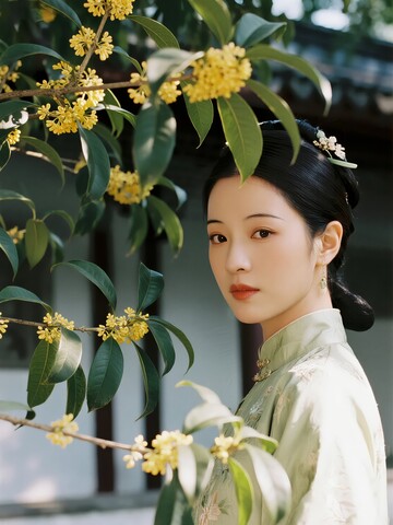 古典美人与桂花树