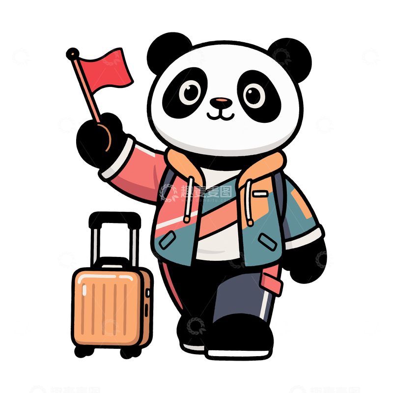 源文件下载【趣麦麦图】国庆节旅游熊猫