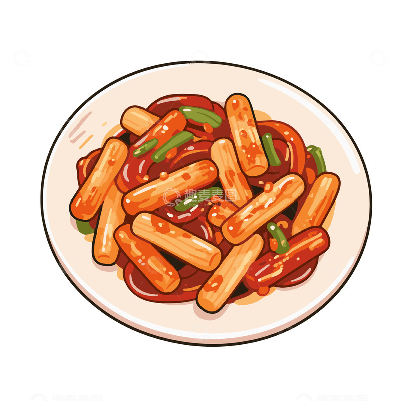 源文件下载【趣麦麦图】一盘美味炒年糕