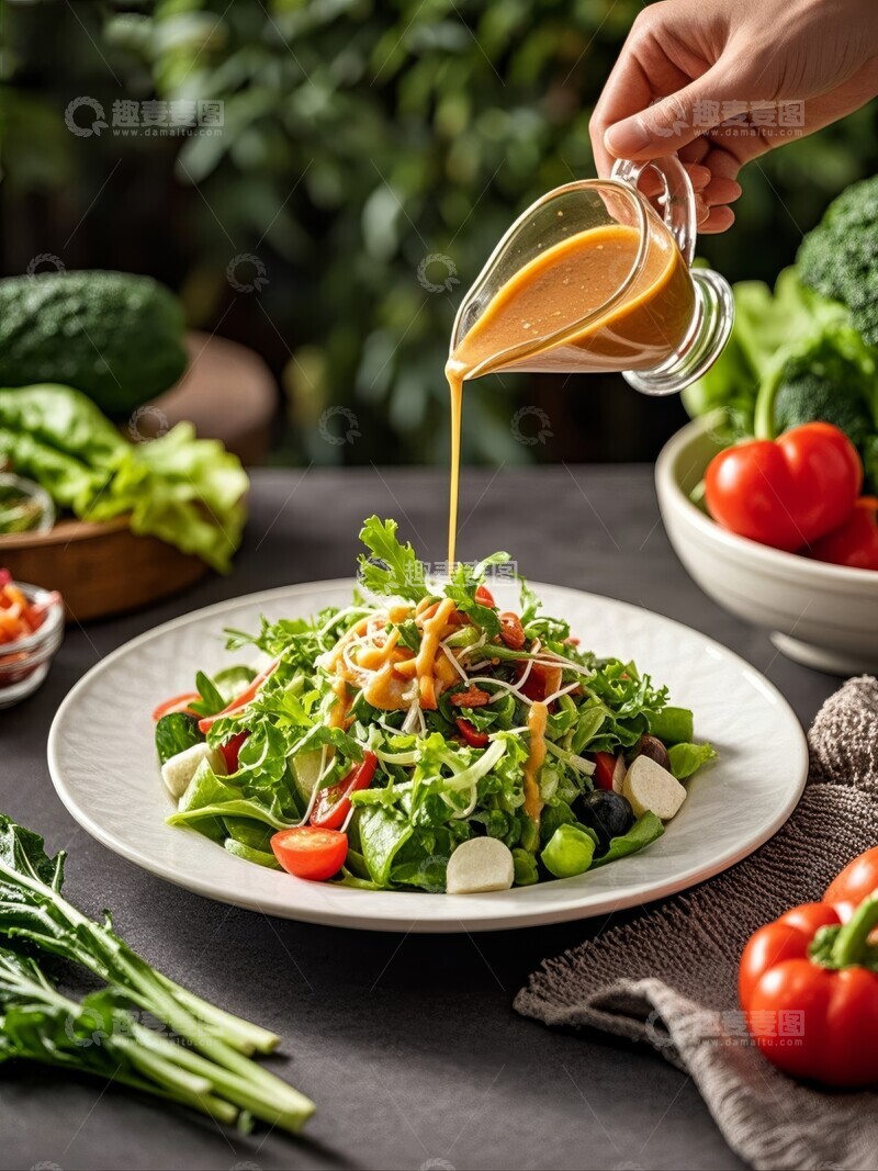 高清大图下载【趣麦麦图】新鲜沙拉配自制酱汁