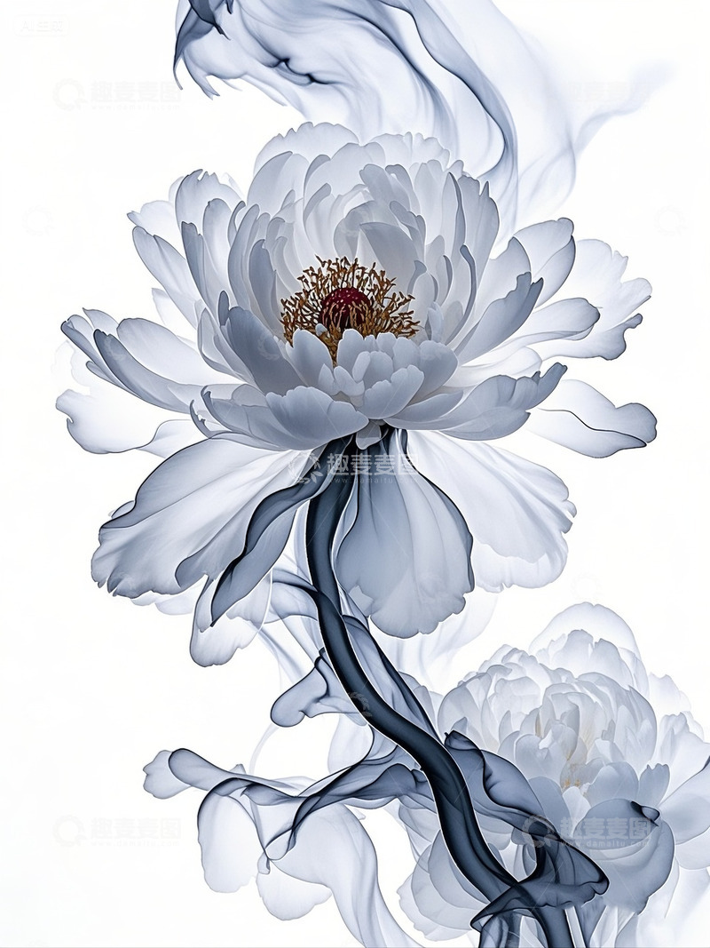 高清大图下载【趣麦麦图】水墨牡丹素材2