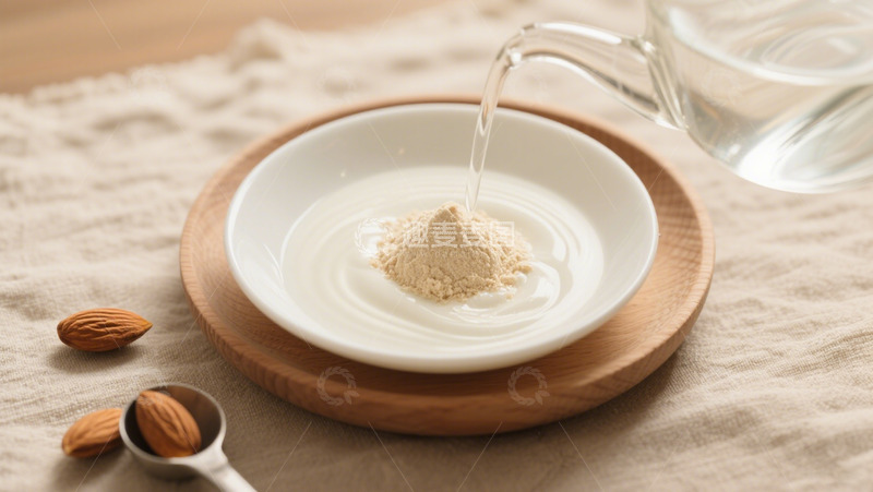 高清大图下载【趣麦麦图】养生膳食杏仁牛奶