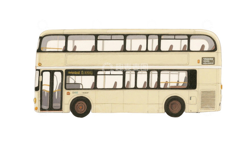 高清大图下载【趣麦麦图】手绘双层公交车2