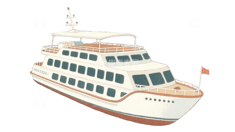 高清大图下载【趣麦麦图】手绘观光游船免扣2