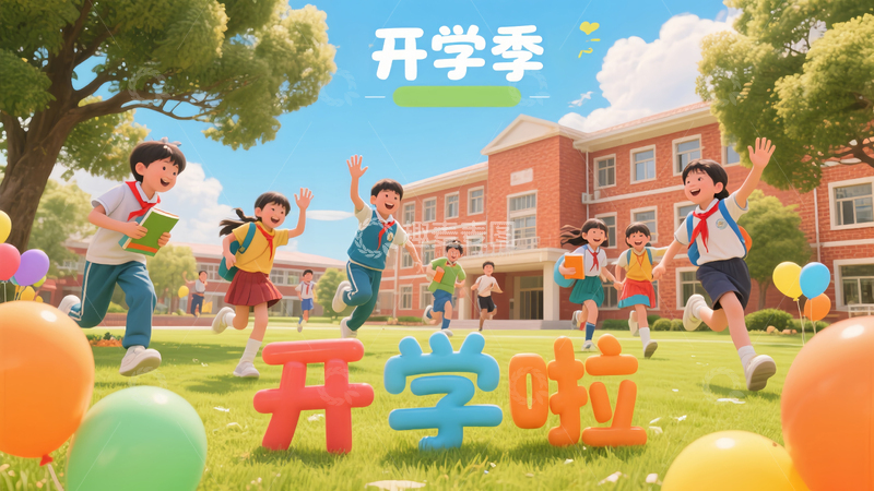 开学季学生校园青春活力开学啦