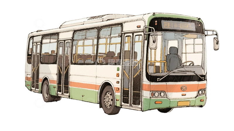 高清大图下载【趣麦麦图】手绘巴士公交车4
