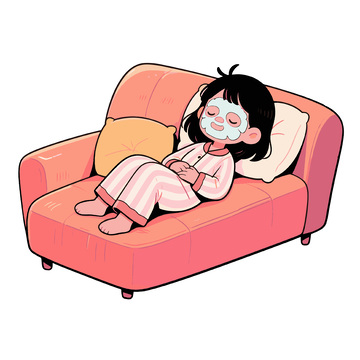 女生躺着敷面膜