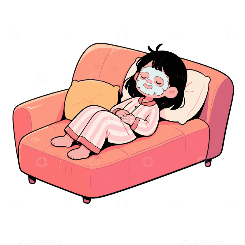 源文件下载【趣麦麦图】女生躺着敷面膜