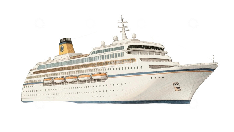 高清大图下载【趣麦麦图】手绘风豪华游轮1