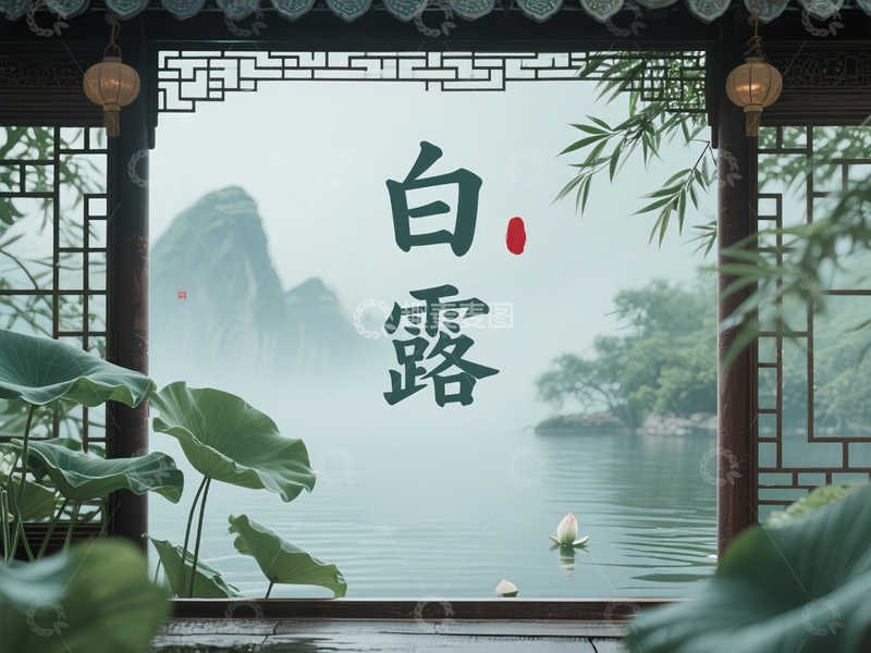 中国传统节日复古风国风白露绘画 (3)