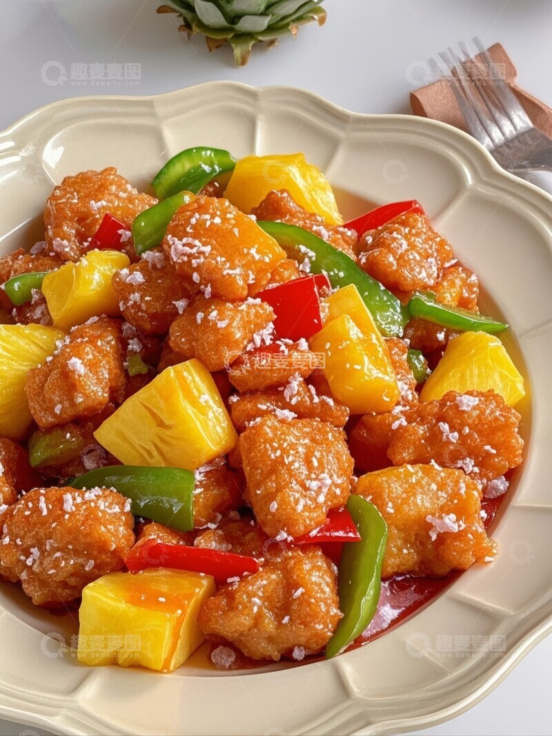 高清大图下载【趣麦麦图】中餐菠萝咕咾肉色彩鲜艳