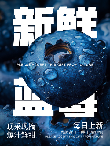 简约蓝莓宣传海报