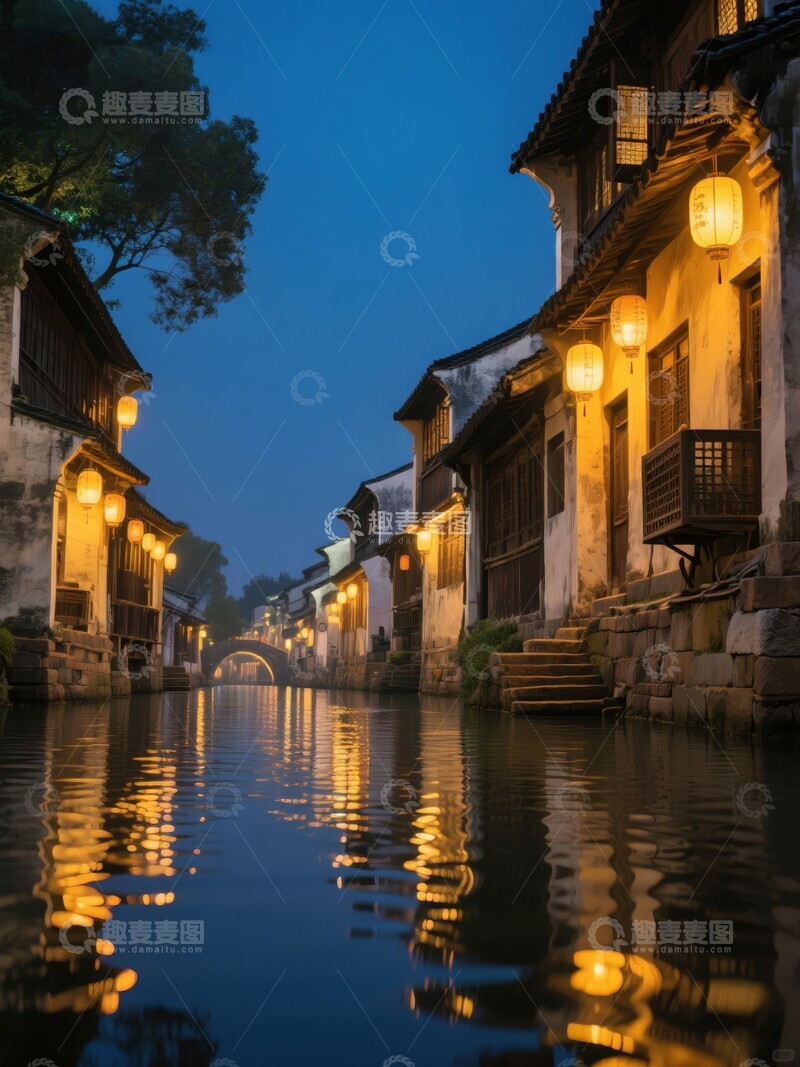 高清大图下载【趣麦麦图】江南水乡古镇的美丽夜景