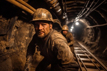 矿洞里作业的矿工