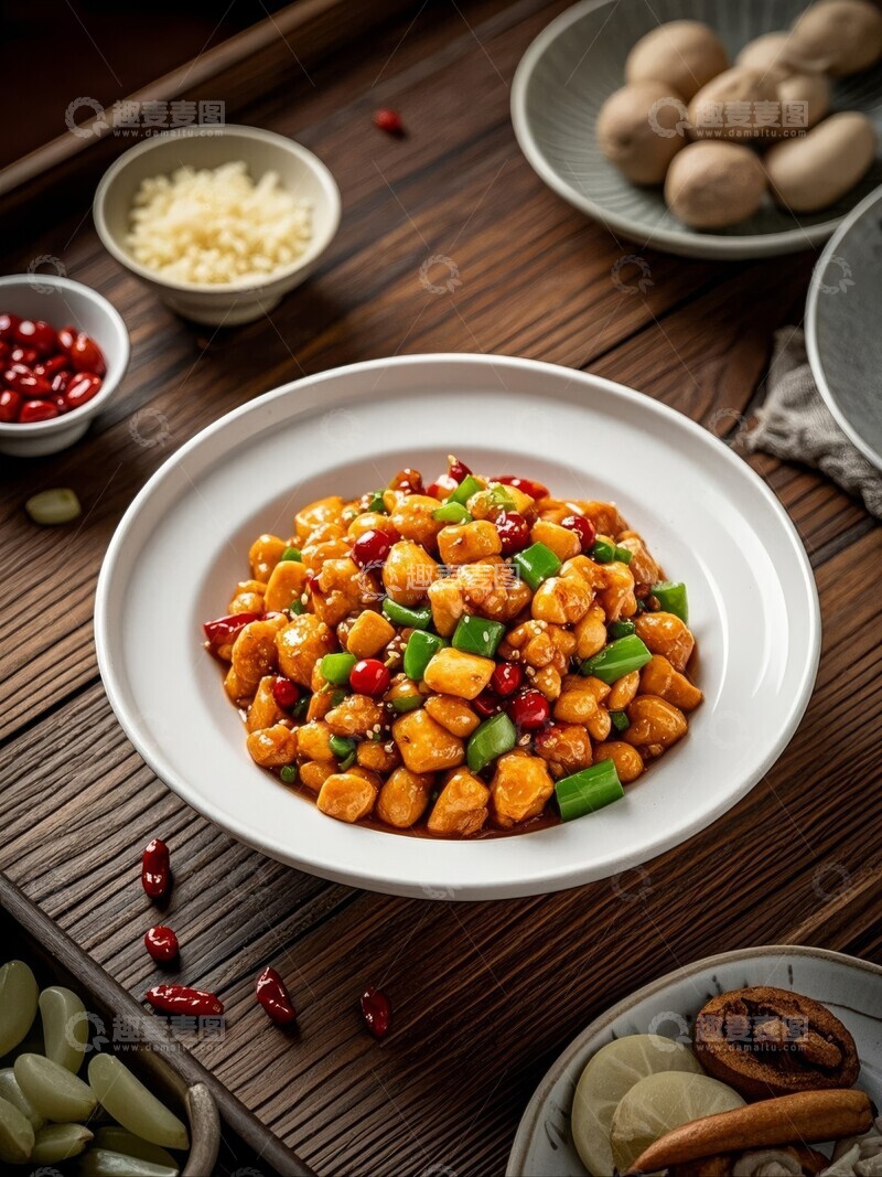 高清大图下载【趣麦麦图】宫保鸡丁摆盘传统中式美食