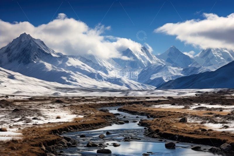 高清大图下载【趣麦麦图】雪山高山河流美景