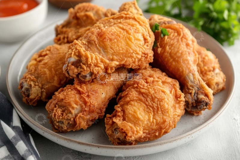 高清大图下载【趣麦麦图】一盘美味的炸鸡腿