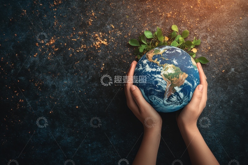 高清大图下载【趣麦麦图】双手捧着地球