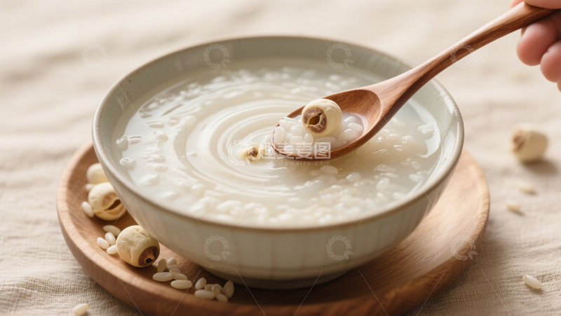 高清大图下载【趣麦麦图】养生莲子大米粥