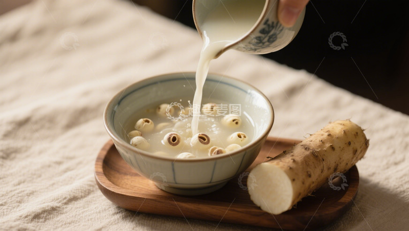 高清大图下载【趣麦麦图】养生山药莲子粥