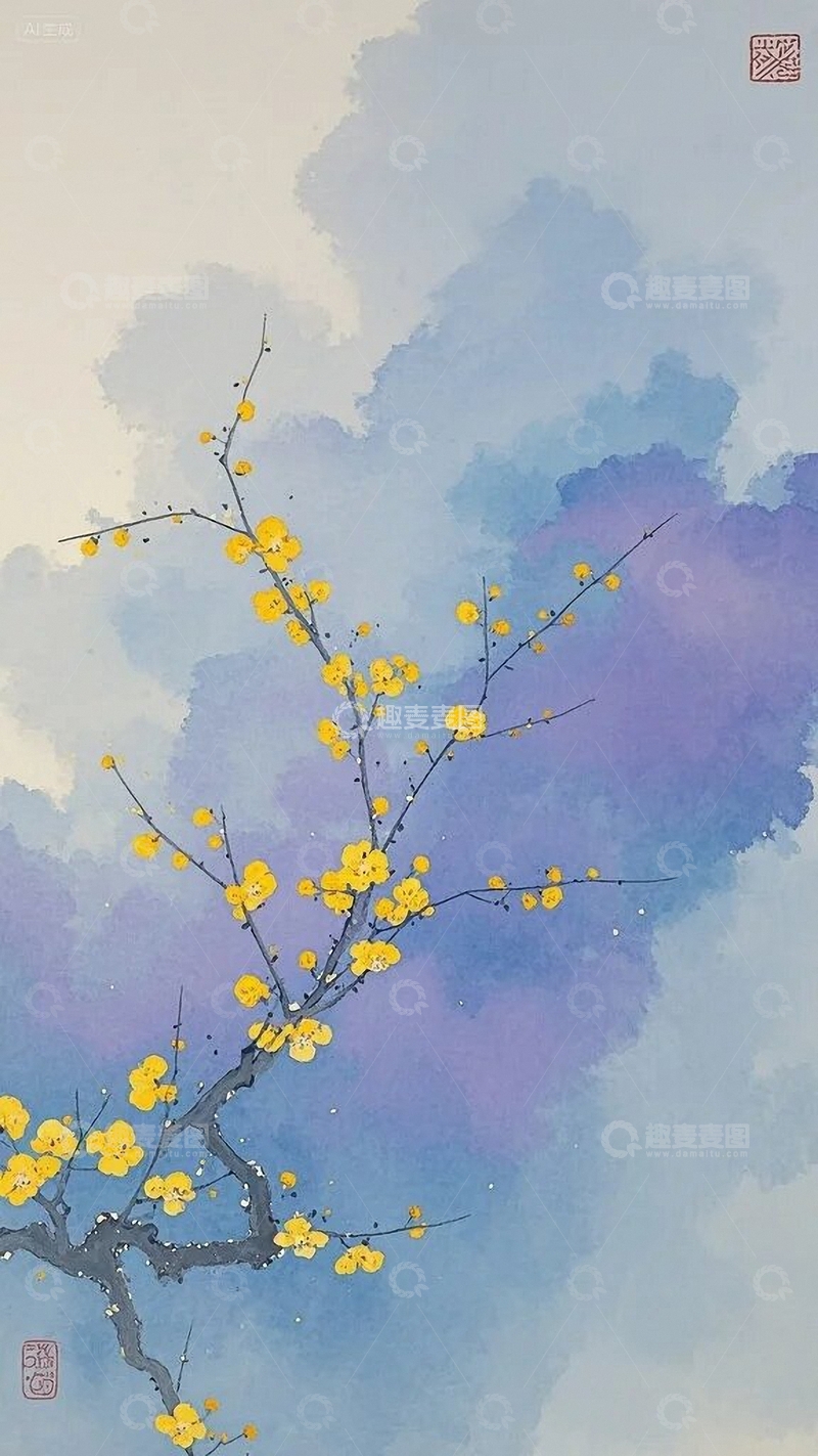 高清大图下载【趣麦麦图】国画水墨画梅花3