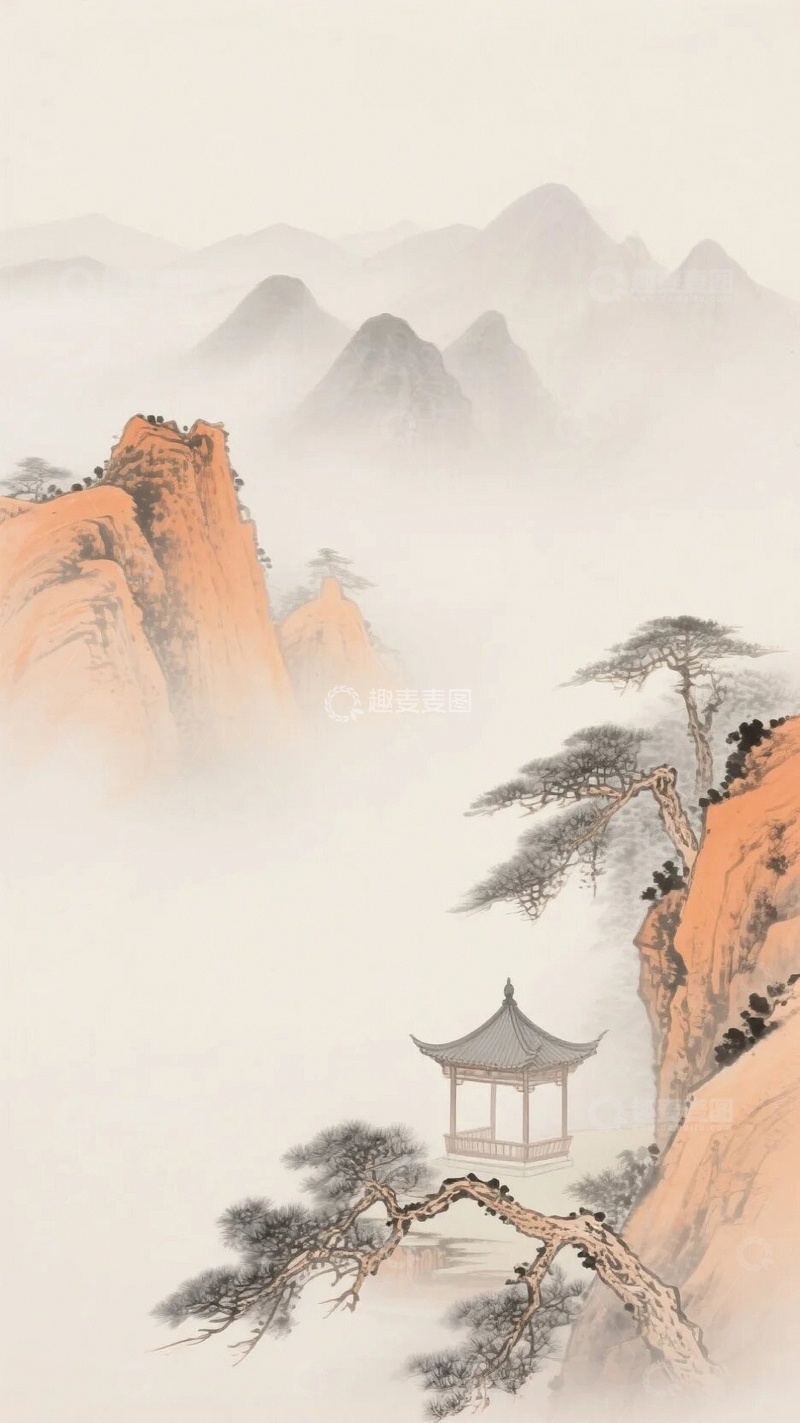 高清大图下载【趣麦麦图】国画水墨画背景2