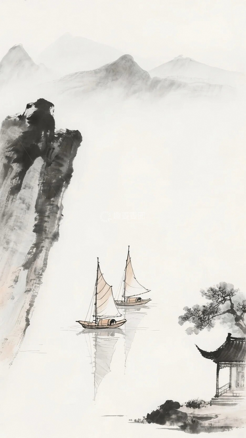 高清大图下载【趣麦麦图】国画水墨画背景3