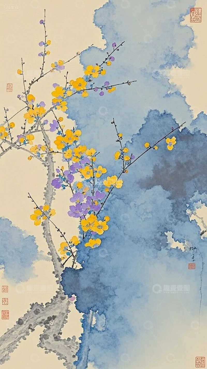 高清大图下载【趣麦麦图】国画水墨画梅花4