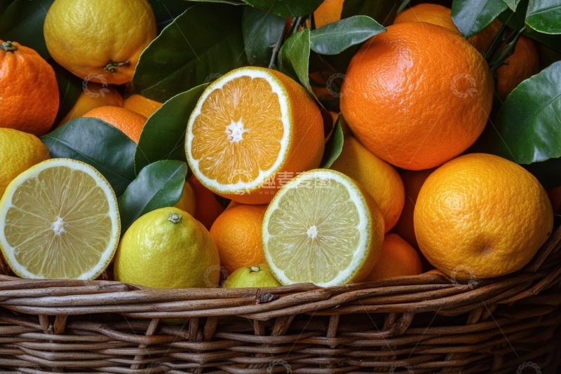 高清大图下载【趣麦麦图】一篮子切开的橙子水果