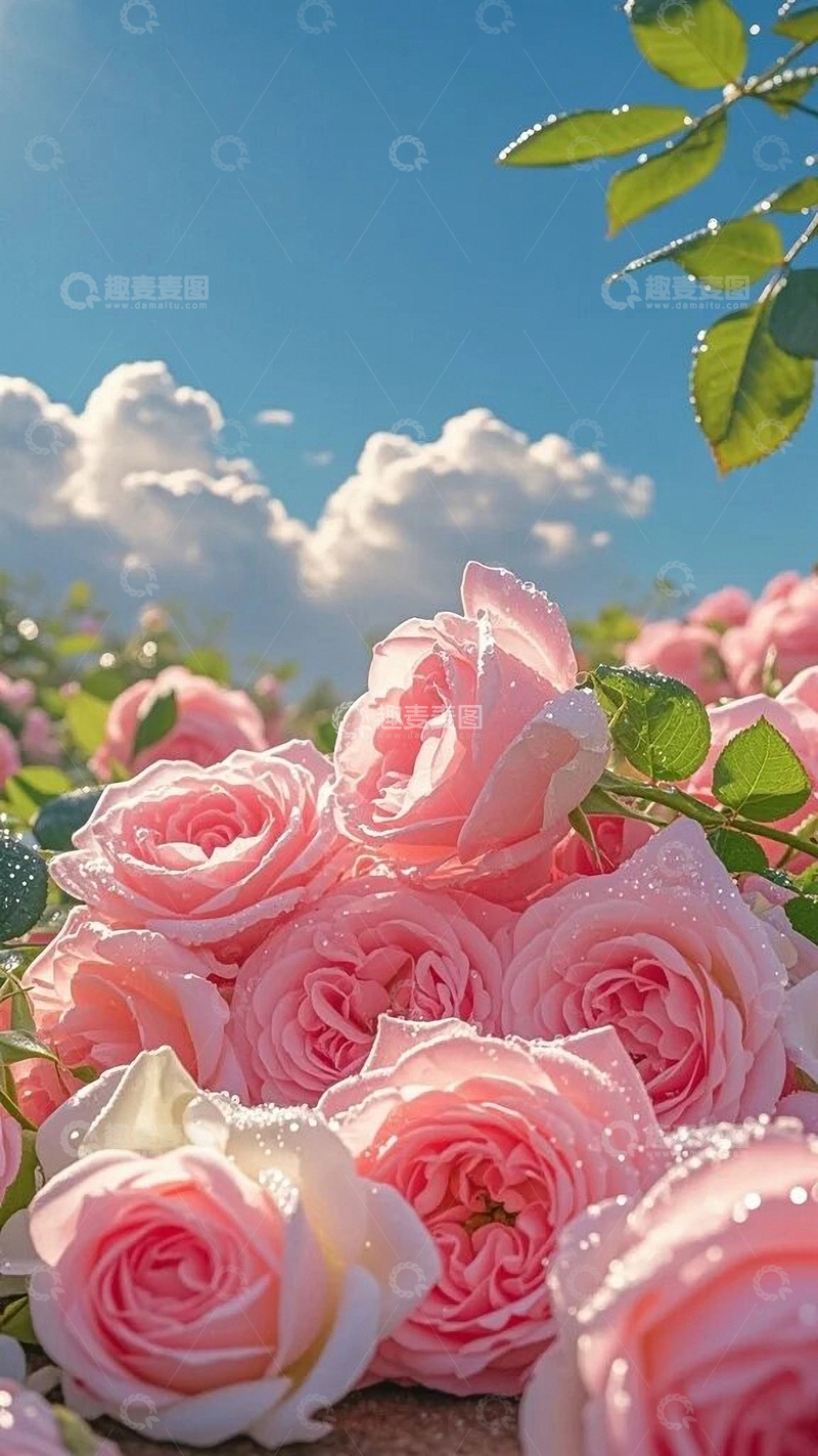 高清大图下载【趣麦麦图】阳光下的玫瑰花田2
